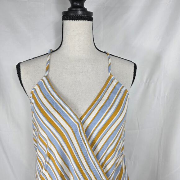 Market & Spruce Wrap Tank Women XS Blue Mustard Stripe Rayon Cami Top casual - Picture 2 of 9